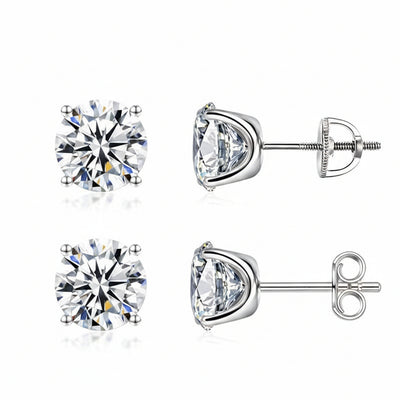 Veyro 14k Gold-Plated Solitaire Butterfly Back Lab-Created Moissanite Stud Earring