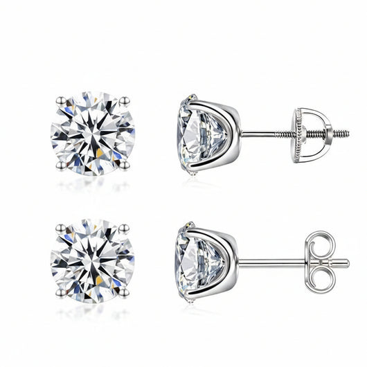 Veyro 14k Gold-Plated Solitaire Butterfly Back Lab-Created Moissanite Stud Earring