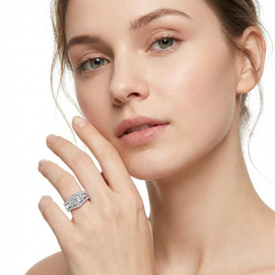 Veyro 2 Piece Timeless Ring Set Triple VVS Synthetic Moissanite Ring
