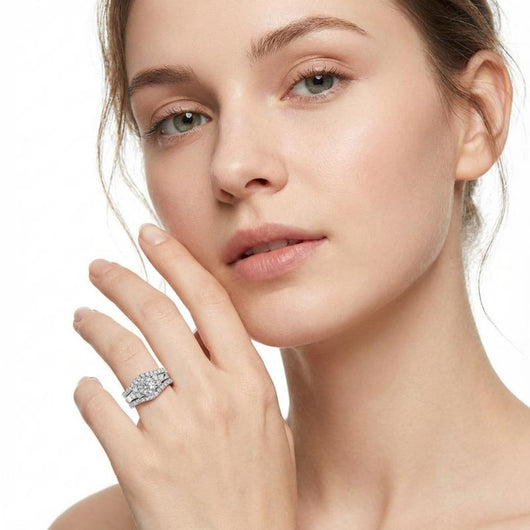 Veyro 2 Piece Timeless Ring Set Triple VVS Synthetic Moissanite Ring