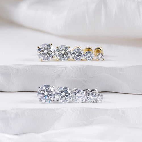 Veyro 14k Gold-Plated Solitaire Butterfly Back Lab-Created Moissanite Stud Earring