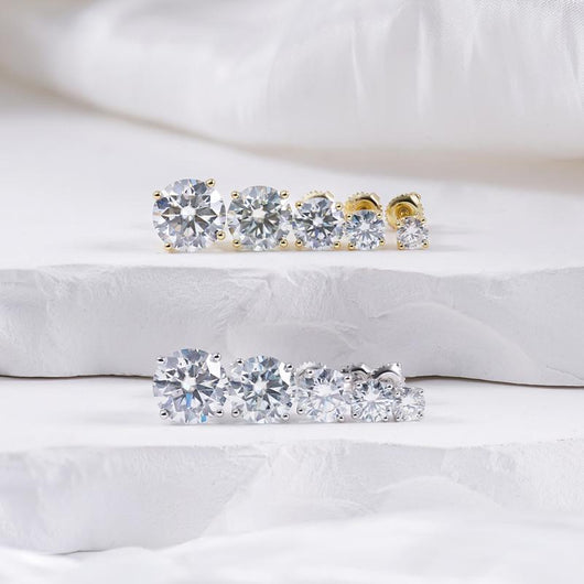 Veyro 14k Gold-Plated Solitaire Butterfly Back Lab-Created Moissanite Stud Earring
