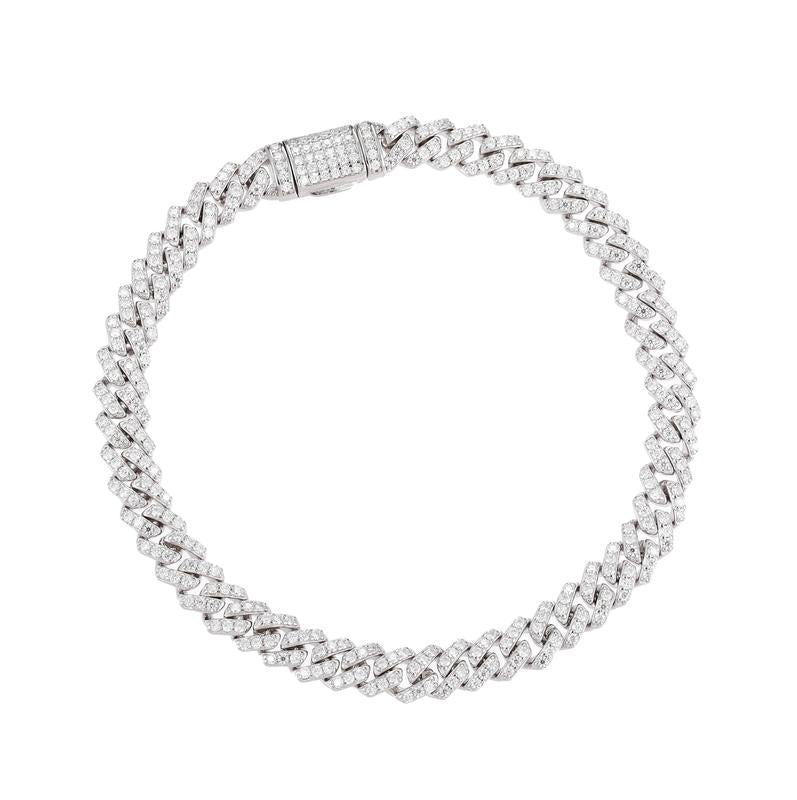 Veyro D VVS Synthetic Moissanite S925 Sterling Silver Cuban Chain Bracelet