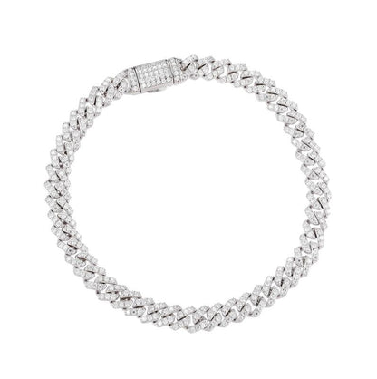 Veyro D VVS Synthetic Moissanite S925 Sterling Silver Cuban Chain Bracelet