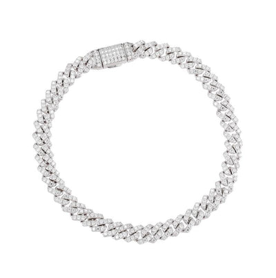 Veyro D VVS Synthetic Moissanite S925 Sterling Silver Cuban Chain Bracelet