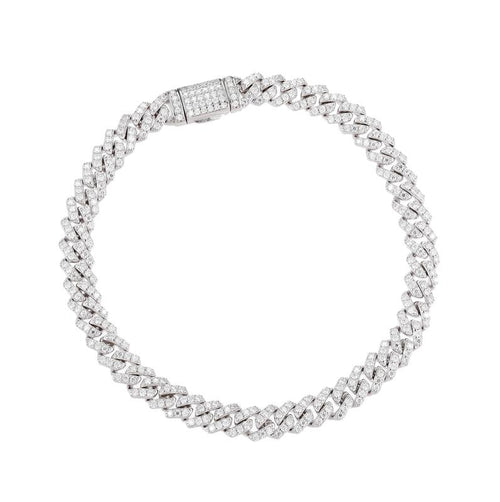 Veyro D VVS Synthetic Moissanite S925 Sterling Silver Cuban Chain Bracelet