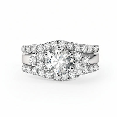 Veyro 2 Piece Timeless Ring Set Triple VVS Synthetic Moissanite Ring