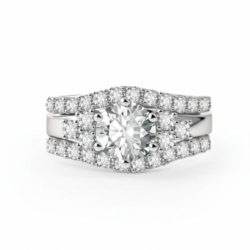Veyro 2 Piece Timeless Ring Set Triple VVS Synthetic Moissanite Ring