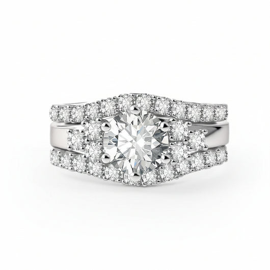 Veyro 2 Piece Timeless Ring Set Triple VVS Synthetic Moissanite Ring