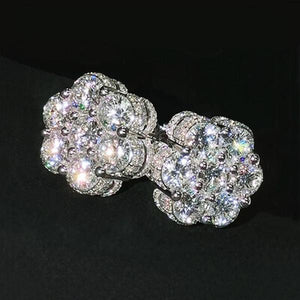 Veyro Moissanite Cluster Flower Stud Earrings VVS D Color Full Synthetic Moissanite Earrings Jewelry