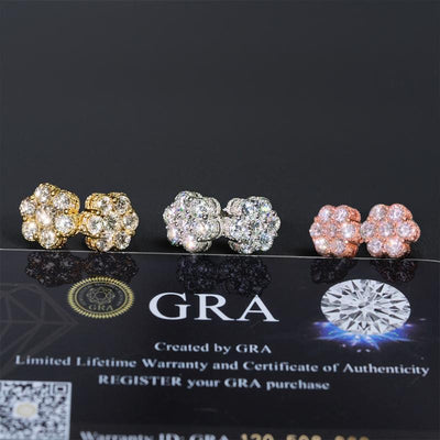 Veyro Moissanite Cluster Flower Stud Earrings VVS D Color Full Synthetic Moissanite Earrings Jewelry