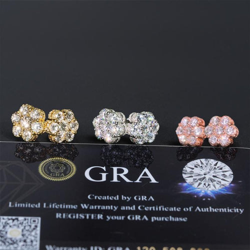 Veyro Moissanite Cluster Flower Stud Earrings VVS D Color Full Synthetic Moissanite Earrings Jewelry