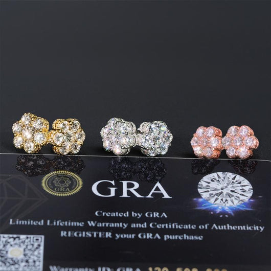 Veyro Moissanite Cluster Flower Stud Earrings VVS D Color Full Synthetic Moissanite Earrings Jewelry
